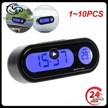 1 ~ 10ШТ Автомобильные мини-электронные часы Time Watch Часы на приборной панели автомобиля Светящийся термометр Черный Цифровой дисплей Для укладки автомобилей