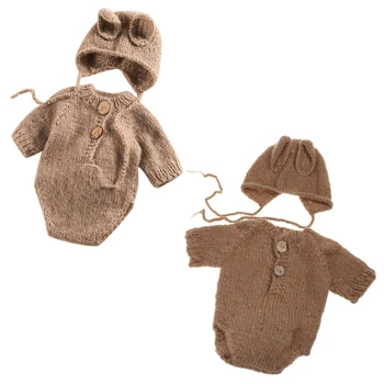 1 Комплект Вязаных детских шапочек, Ползунков, Реквизит для фотосъемки новорожденных, Одежда для младенцев