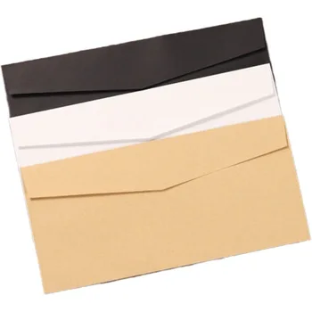 10 шт./компл. Классические коричневые, белые, черные Крафт-бланки, мини-бумажные оконные конверты, конверт для приглашения на свадьбу, подарочный конверт 3 цвета