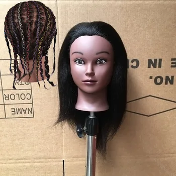 100% Настоящие человеческие волосы, модель тренировочной головки для плетения кос ручной работы в Африке, головка для практики окрашивания в четыре цвета, головка для парикмахерской модели