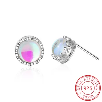 2019 г., 100% настоящее серебро 925 пробы, маленькие стеклянные серьги-гвоздики градиентного цвета для девочек в подарок DA48