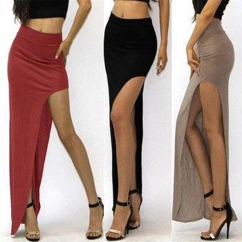 2022 Новая юбка с высокой талией, сексуальные женские длинные юбки, новинка, женские длинные юбки макси с разрезом по бокам, высокая талия, длинный разрез, длинные юбки-макси