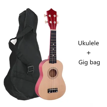 21-дюймовая Гавайская гитара с сумкой, подходит для детей и взрослых, Нейлоновые струны, Зубчатые головки Станка, Защитная сумка, медиатор и струна