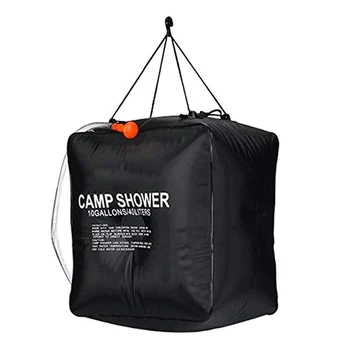40‑литровый мешок для душа с солнечным подогревом, герметичный для кемпинга, для путешествий на открытом воздухе, черный