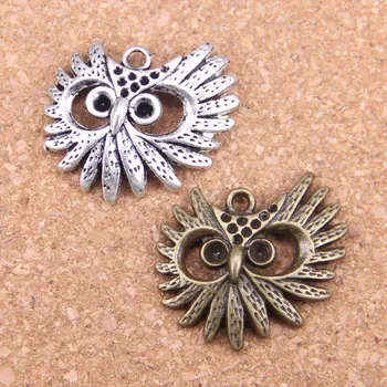 45шт Подвески с большим глазом Сова Голова 30x26 мм Антикварные подвески, старинные тибетские серебряные украшения, сделай сам для браслета-ожерелья