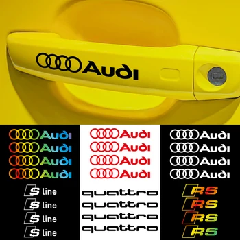 4ШТ Наклейка На Дверную Ручку Автомобиля Авто Значок Аксессуары для Audi QUATTRO Sline RS A4 B8 B6 B7 B9 A3 8P 8V 8L A6 C7 C6 C5 A5 Q2 Q3 Q5