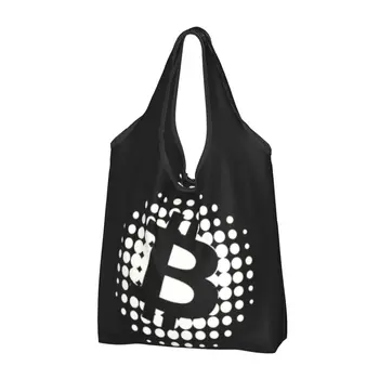 Kawaii Buy Bitcoin Button Shopping Tote Bag Портативная Криптовалюта BTC Blockchain Geek Grocery Shopper Сумка Через Плечо