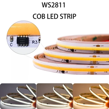 WS2811 IC COB DIM LED Light Strip Addressable 420LEDs/m 24V 50W High-Density Гибкий Брелок COB Led Lights RA90 3000K 4000K 6000K
