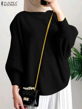 ZANZEA Модная Мусульманская Блузка Eid Mubarek С рукавом 