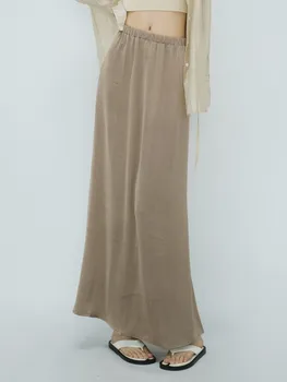 ZHISILAO/ Новая длинная юбка трапециевидной формы, женская мягкая юбка-труба с тонкой эластичной резинкой на талии, летняя праздничная одежда 2023 года.