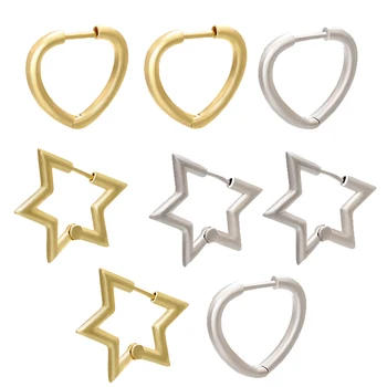 ZHUKOU 1шт 2020 золотого/серебряного цвета маленькие серьги-кольца звезда сердце Латунные Глянцевые серьги-обручи для женщин модель ювелирных изделий: VE179