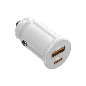 Автомобильное зарядное устройство Mini USB Быстрая зарядка Автомобильное зарядное устройство USB C QC 4.0 45 Вт 5A Тип PD Быстрая зарядка Автомобильное зарядное устройство для телефона (черный яркий)