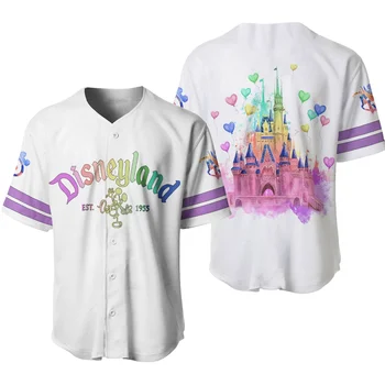 Бейсбольная футболка Disney Mickey, 3D повседневная футболка, мужчины и женщины могут носить бейсбольную рубашку с пользовательским названием Disney