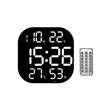 Большие светодиодные цифровые настенные часы с дистанционным управлением, Температура, Дата, Неделя, дисплей с регулируемой яркостью, настольные будильники, Белый