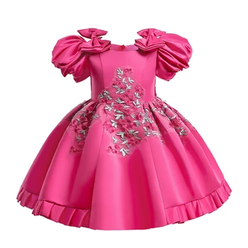 Винтажное платье принцессы на день рождения для девочек с вышивкой, розовые свадебные платья подружек невесты для детей, вечернее платье для выпускного вечера для девочек от 2 до 5 лет