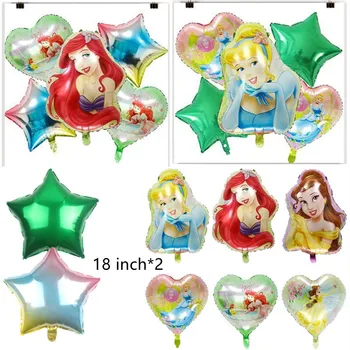 Воздушные шары из алюминиевой пленки Disney Princess, 5 шт., украшения для домашней вечеринки с Русалочкой с мультяшным принтом, Детские игрушки, подарки на день рождения