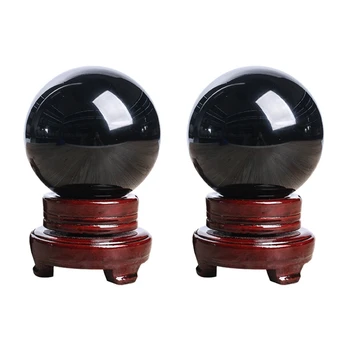 ГОРЯЧАЯ-2X80 мм Натуральная черная сфера, Большой хрустальный шар, целебный камень с основанием