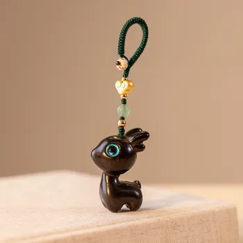 Деревянный брелок с котом из сандалового дерева, аниме, милая цепочка для мобильного телефона, деревянный кулон, Креативные Милые Аксессуары ручной вязки