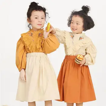 Детские юбки для девочек в корейском стиле, хлопковая эластичная талия до середины икры, повседневная удобная летняя плиссированная юбка для девочки-школьницы
