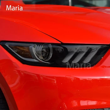 Для Mustang 2015-2017-Настоящие Аксессуары, защитная пленка для автомобильных фар, Прозрачная черная наклейка из ТПУ