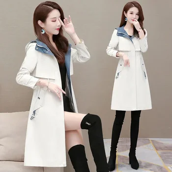 Женская ветровка средней длины, весна и осень 2023, новая корейская версия, тонкая талия, тонкое и универсальное женское пальто выше колена, Тренд