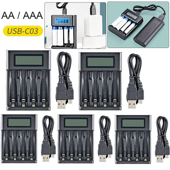 ЖК-дисплей, батарея AA/AAA, USB-зарядное устройство, 4 слота, ЖК-зарядное устройство для NI-MH/NI-CD, зарядное устройство для аккумуляторов AA AAA 1,2 В,