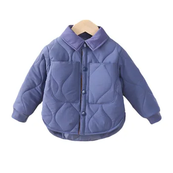 Зимнее пальто Для мальчиков и девочек, Одежда, детская Стеганая куртка с длинными рукавами, детские Осенние топы в стиле рубашки, Верхняя одежда, Одежда от 1 до 12 лет