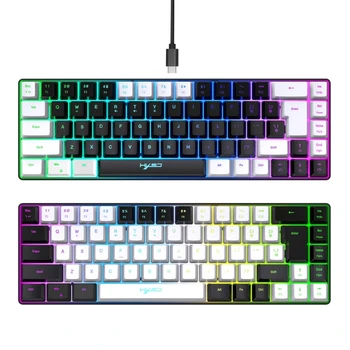 Игровая клавиатура V200 с 68 клавишами Эргономичной Механической клавиатуры с RGB Подсветкой