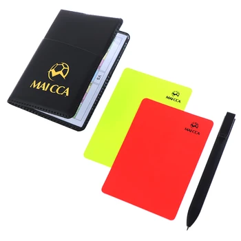 Инструмент для записи судейских красно-желтых карточек футбольного судьи с кожаным чехлом и ручкой