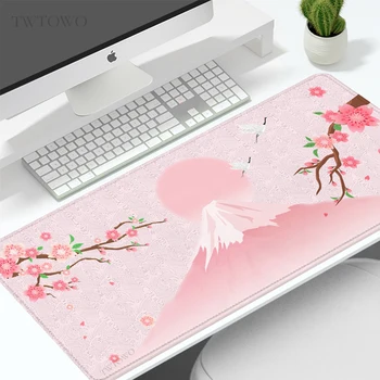 Коврик Для мыши Gamer Pink Japanese Cherry Blossom XL HD Большой Коврик Для Мыши XXL Нескользящий Ковер Игровой ноутбук Настольный Коврик Для Мыши