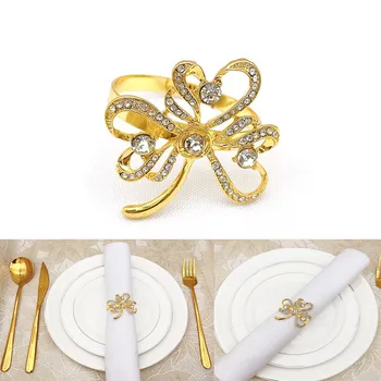 Кольцо для салфеток Металлический держатель колец для салфеток Для украшения обеденного стола на свадебной вечеринке (листовое золото) Пряжка для салфеток