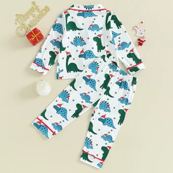 Комплект Одежды для малышей, маленьких мальчиков и девочек, Рождественский костюм из льна, детские штаны с длинными рукавами и воротником-лацканами на пуговицах
