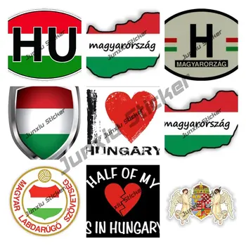 Креативные наклейки Овальный HU Флаг Венгрии Код страны Стильная наклейка для автомобиля Флаг Венгрии Герб Водонепроницаемые автомобильные аксессуары