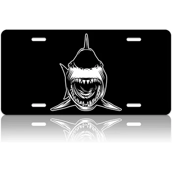Крышка Номерного Знака Shark Cool Ocean Animal Передний Номерной Знак Автомобиля Персонализирует Автомобильные Номера из Нержавеющей Стали 12x6 Дюймов для Мужчин Женщин