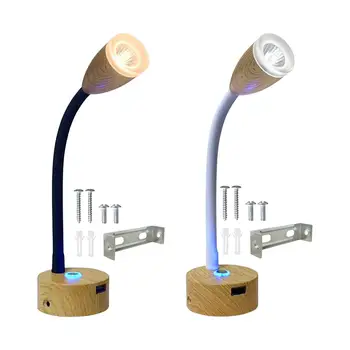 Лампа для чтения на колесах USB Перезаряжаемый синий ночник с функцией памяти Гибкая регулировка яркости гусиной шеи для кемперов, лодок и автомобилей