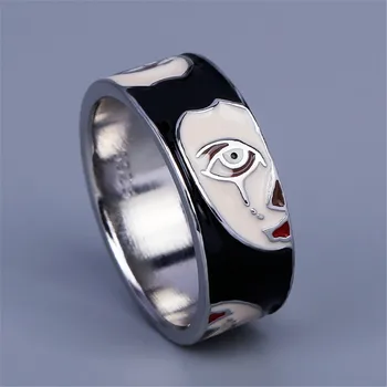 Модное нишевое кольцо с комиксами, индивидуальное модное эмалированное кольцо с клоуном, подарок на Хэллоуин, вечеринка в ночном клубе, женские украшения