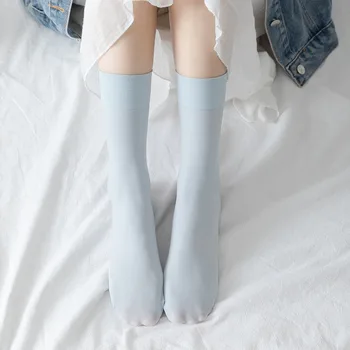 Модные летние однотонные Японские удобные эластичные носки до икр в корейском стиле в стиле 