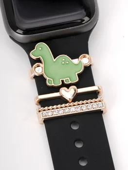 Мультяшный зеленый динозавр, очаровательный ремешок для часов, Декоративное кольцо для Apple Watch, силиконовый ремешок, Декоративные Ювелирные аксессуары