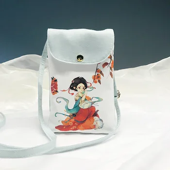 Новая сумка через плечо античного контрастного цвета Hanfu Suit для девочек, сумка для мобильного телефона для женщин