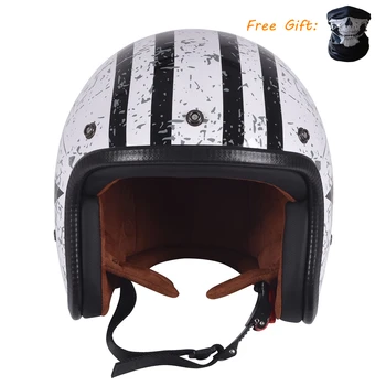 Одобренный DOT мотоциклетный шлем с открытым лицом 3/4 Винтажный шлем Casco Moto для реактивного скутера, велосипедный шлем в стиле ретро Vespa с полями