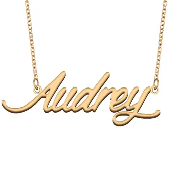 Ожерелье с именем Одри для женщин, ювелирные изделия из нержавеющей стали, подвески с именной табличкой золотого цвета, Ожерелье с буквами Para Mujer, колье
