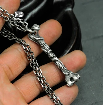 Ожерелье с подвеской из серебра 925 пробы-Серебряная подвеска из бедренной кости-Персонализированный подарок на ожерелье