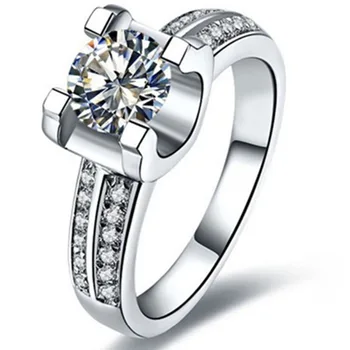 Положительный Тест 2Ct 8.0mm D VVS1 Обручальное Кольцо с Муассанитом и Бриллиантом Из Твердого Белого Золота 14K Ювелирные Изделия для Женщин Promise Ring