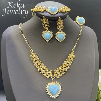Роскошные наборы с позолотой Dubai 24k, женское ожерелье, браслеты, серьги, кольца, ювелирные изделия, украшения для вечеринок и наборы с бесплатной доставкой