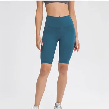 С логотипом Align, обтягивающие шорты с высокой талией, женские, без сковывающей линии, подтяжка бедер, упражнения на сжатие живота, Беговые брюки с 5 точками