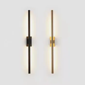 Современный простой линейный ламповый светодиодный настенный светильник с подсветкой вверх вниз на фоне противоположной стены, светодиодный прикроватный светильник в фойе, коридоре, черное золотое светодиодное бра