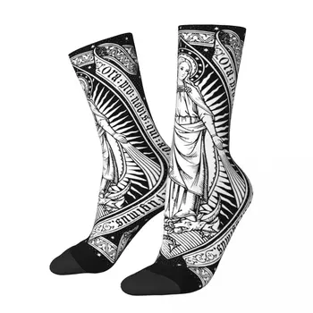 Сумасшедший дизайн Винтажные Носки с гравировкой на тему Девы Марии и аксессуары для носков с принтом Богоматери Гваделупской, носки для экипажа, впитывающие пот