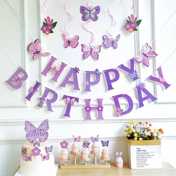 Украшения на тему бабочки, спиральный флаг с бабочкой, Топпер для дня рождения девочек, украшения для свадебной вечеринки, подарки для душа ребенка