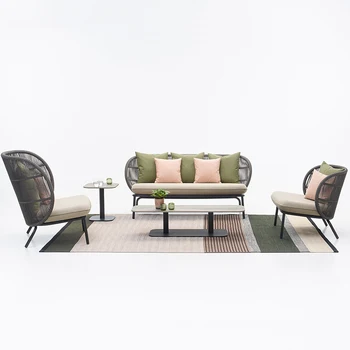 Уличный ротанговый диван для патио, повседневная комбинация из одного ротангового стула, садовая мебель для патио