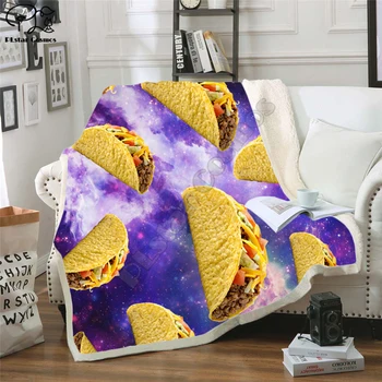 Флисовое одеяло Taco Galaxy с плюшевым 3D принтом для взрослых, покрывало из шерсти шерпа, покрывало для кровати, плед-накидка